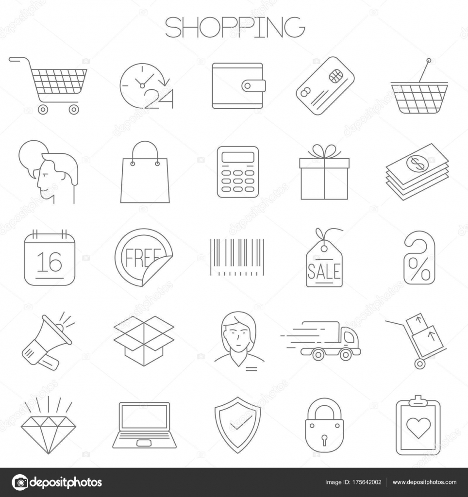 Thin line vector online store sopping icon set. Stock Vector Image by  ©mustahtar #175642002