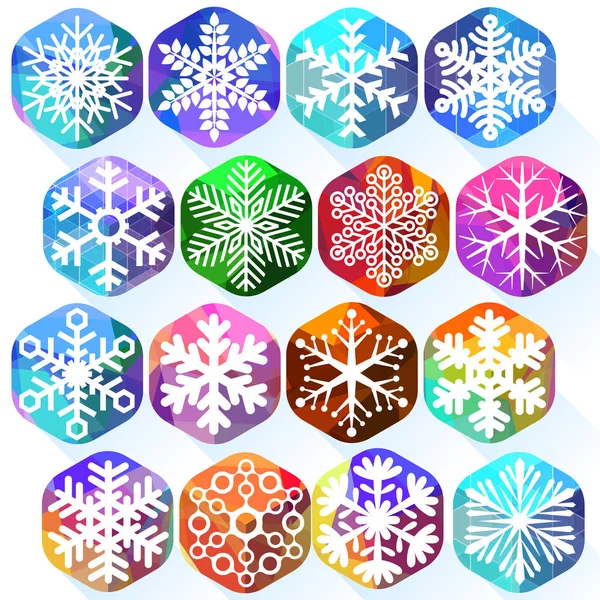 Цветные векторные снежинки — стоковый вектор
