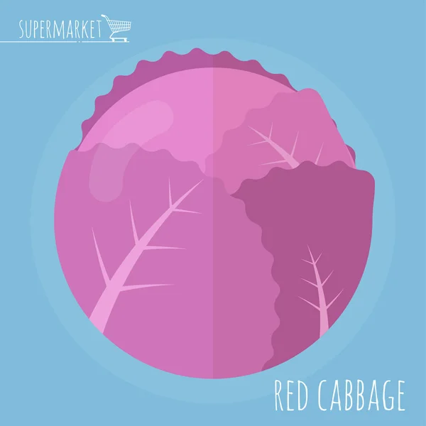 Flat design red cabbage — Stock Vector