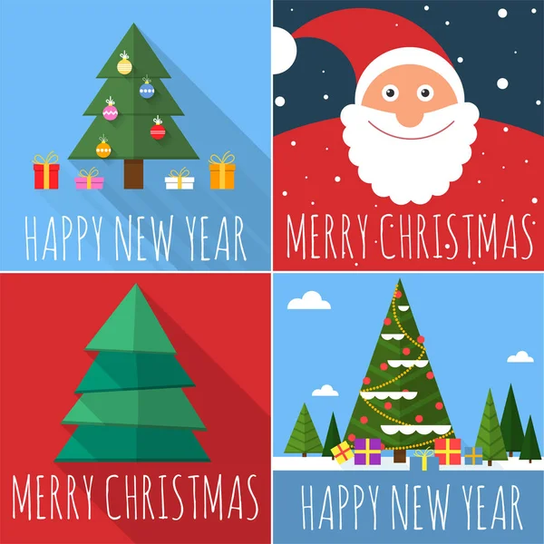 Set de carte de Noël design plat . — Image vectorielle