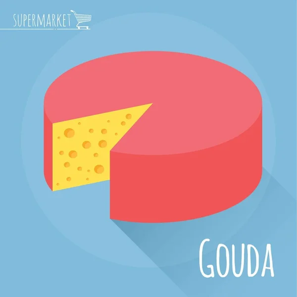 Icona vettoriale del formaggio Gouda — Vettoriale Stock