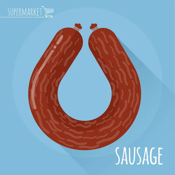 Flache Design Wurst Vektor-Symbol — Stockvektor