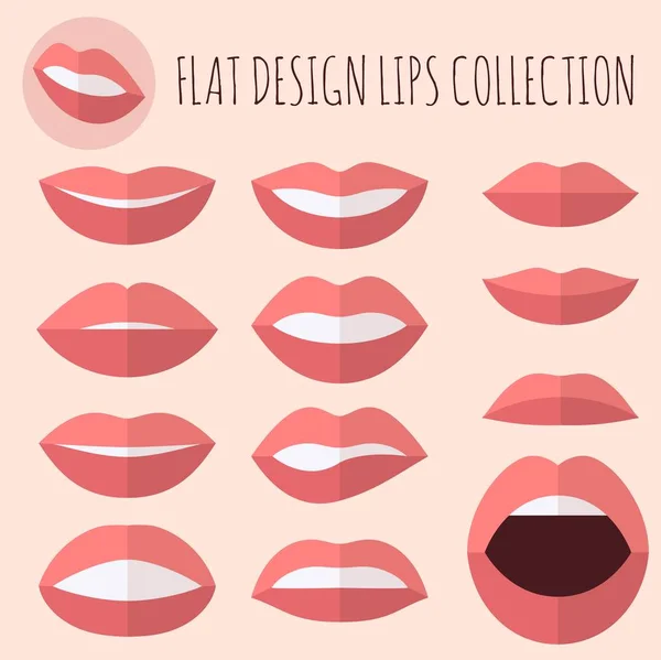 Lèvres plates design — Image vectorielle