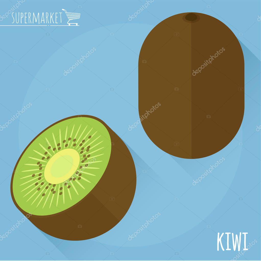 Kiwi.  Long shadow flat design vector icon.