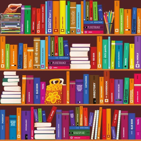 无缝矢量 bookshelve 模式 — 图库矢量图片