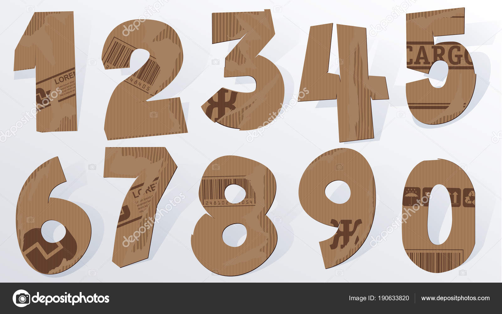 Vector cardboard numbers. Stock Vector Image by ©mustahtar 190633820