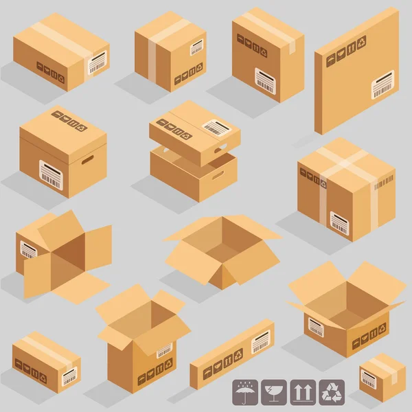 Karton barna dobozok — Stock Vector