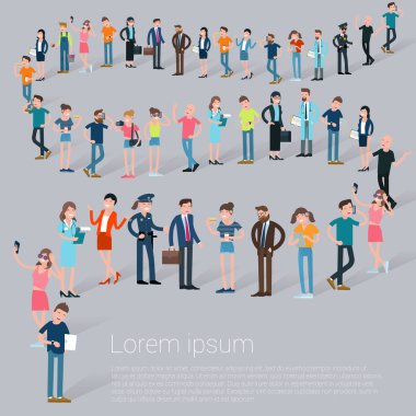 Sırada bekleyen düz tasarım c insan