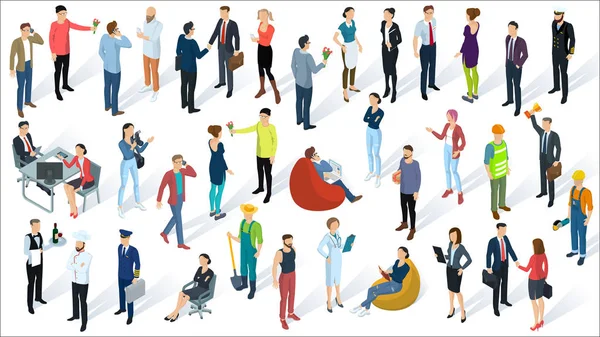 İzometrik 3 boyutlu düz tasarım vektör insanlar 