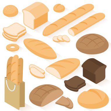 İzometrik ekmek simgeler