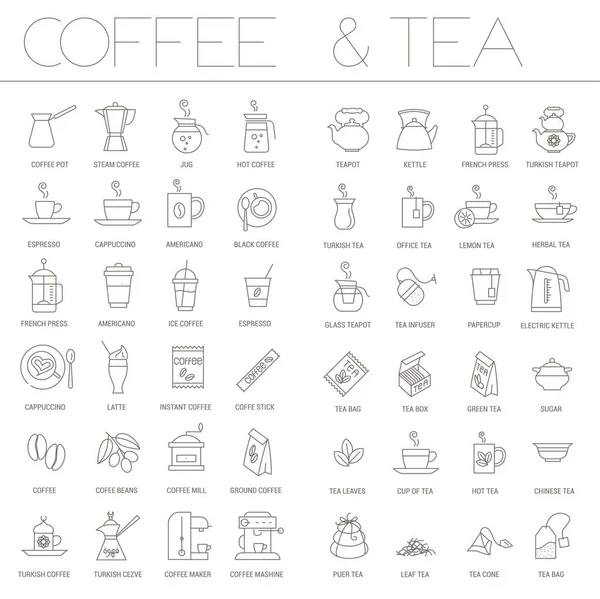 Kaffe och te ikon set. — Stock vektor