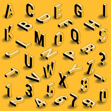 Isometris mürekkep çizimi