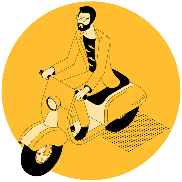 Hombre hipster montar moto moto moto — Archivo Imágenes Vectoriales