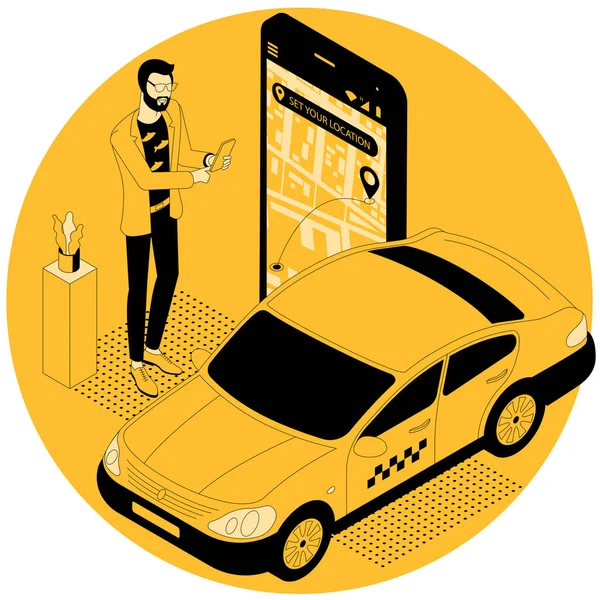 Online taxi auto objednávky — Stockový vektor