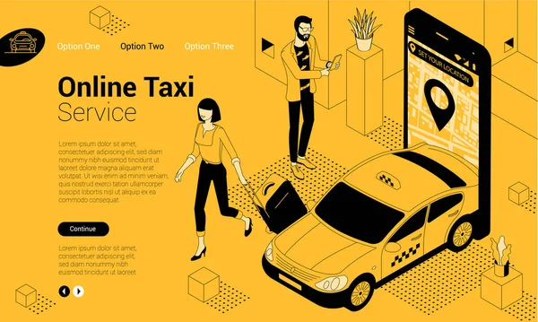 Online taxi auto objednávky — Stockový vektor