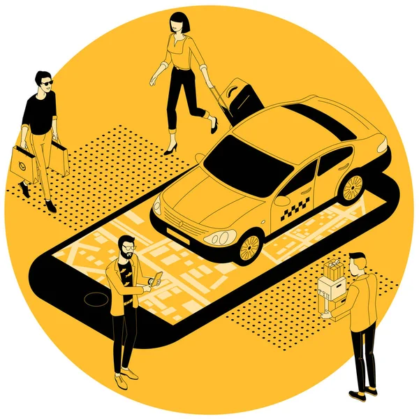 Online taxi auto objednávky — Stockový vektor