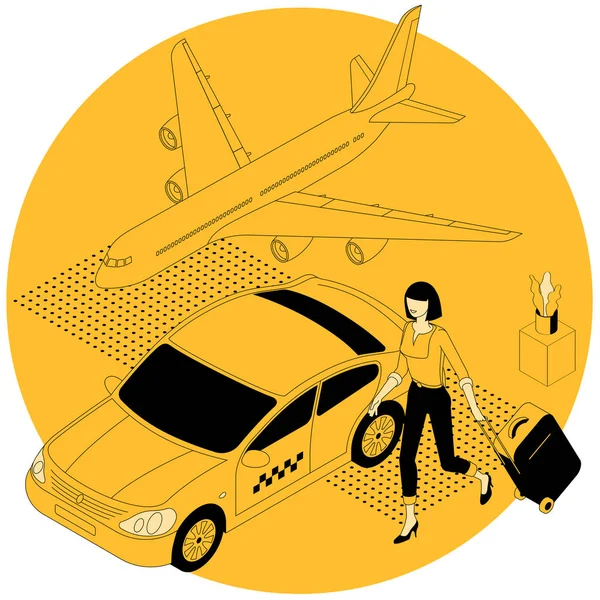 Pedido de taxi del aeropuerto en línea — Vector de stock