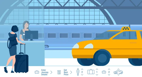 Transfert gare taxi en ligne — Image vectorielle