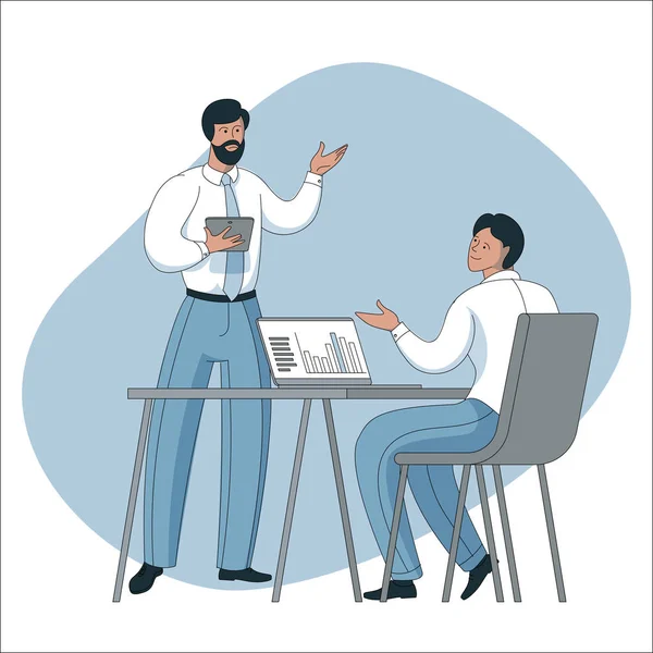 Współpracownicy komunikują się w biurze — Wektor stockowy