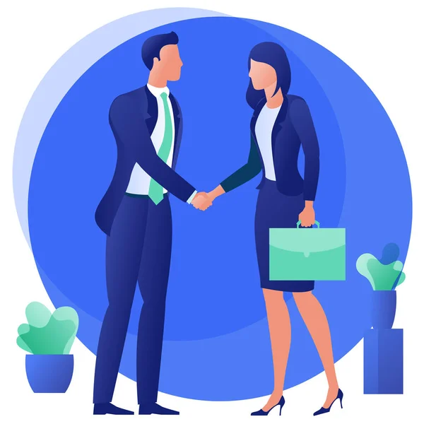 Completed the deal with a handshake — Stock Vector