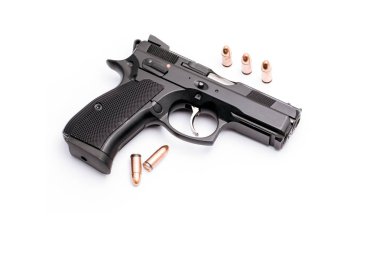 silah ve mühimmat üzerinde beyaz bacjground