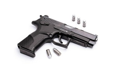 silah ve mühimmat üzerinde beyaz bacjground