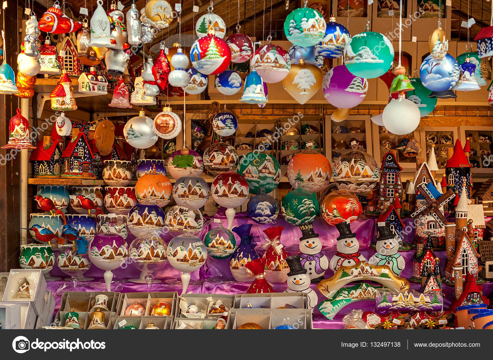 Christmas stall in Prague, Czech Republic. Stock Photo by ©rglinsky