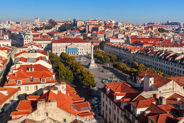 Plac Rossio w Lizbonie, Portugalia. — Zdjęcie stockowe