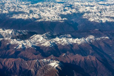 Yukarıdan dağlarının görünümü.