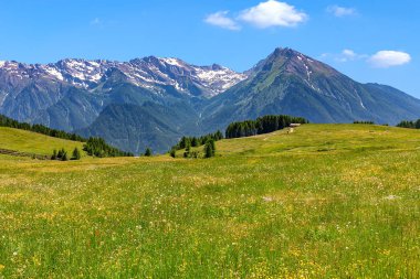 Alpin çayır ve dağlar İtalya zemin üzerine.