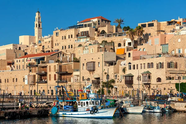 Jaffa Israël Juli 2015 Vissersboten Typische Huizen Van Jaffa Oude — Stockfoto