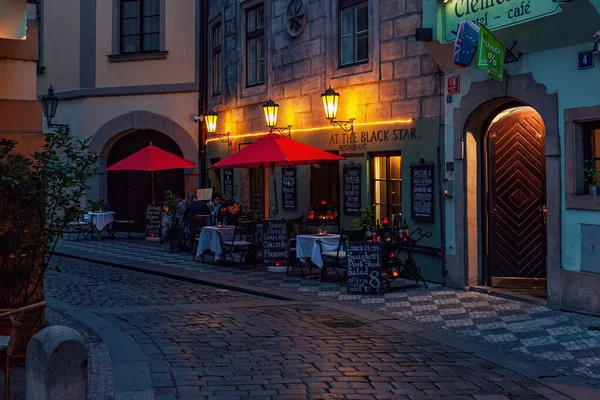 Prague République Tchèque Septembre 2015 Petit Restaurant Plein Air Sur — Photo