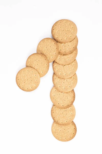 El número uno hecho de galletas caseras —  Fotos de Stock