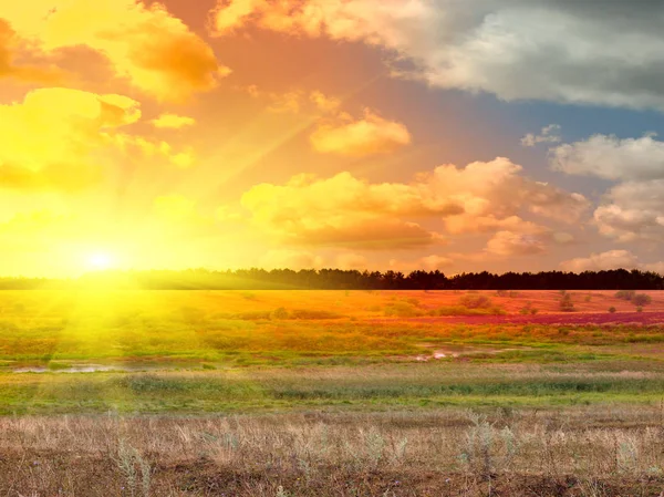 Красивый волшебный пейзаж с красочными облаками — стоковое фото