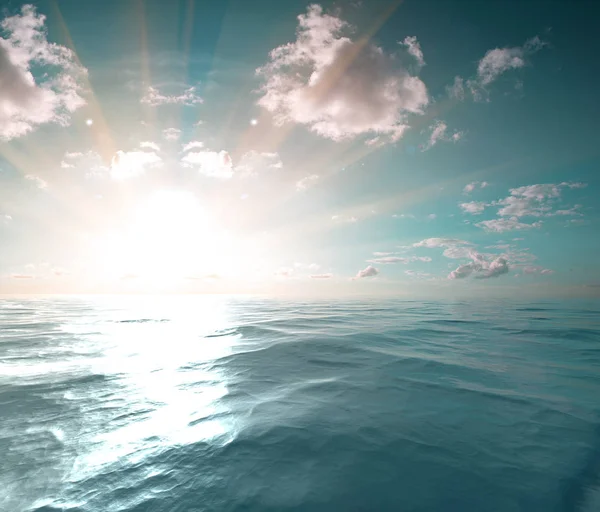 Yellow Sun Set in The Middle of The Ocean — Stock Photo, Image