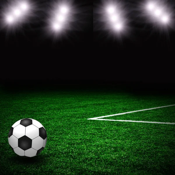 Soccer ball on the green field — Stock Photo, Image