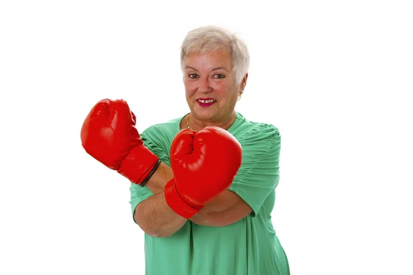 Female senior boxing — Stock Photo, Image