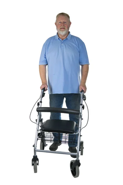 Uomo anziano con Rollator — Foto Stock