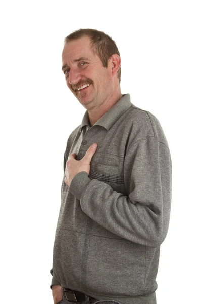 Casual man standing on white — Stock Photo, Image