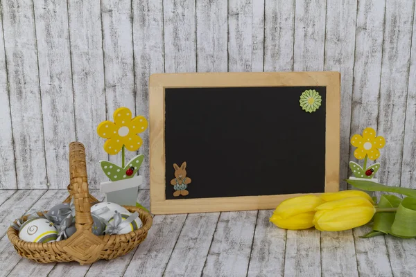 Easter Eggs in a basket — Stock Photo, Image