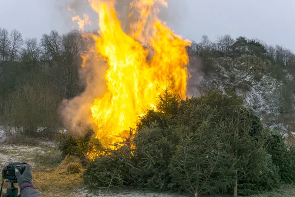 Árbol de Navidad quema — Foto de Stock