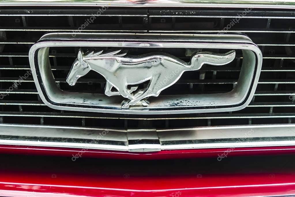 BAD NAUHEIM, GERMANY AUGUST 2017: Detail from classic Ford Mustang on a show, 16 th European Elvis Festival in Bad Nauheim, Hessen