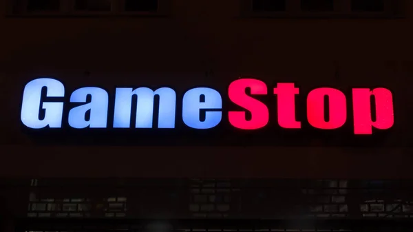 Illuminated  Logotype of GAME STOP — Stock Photo, Image