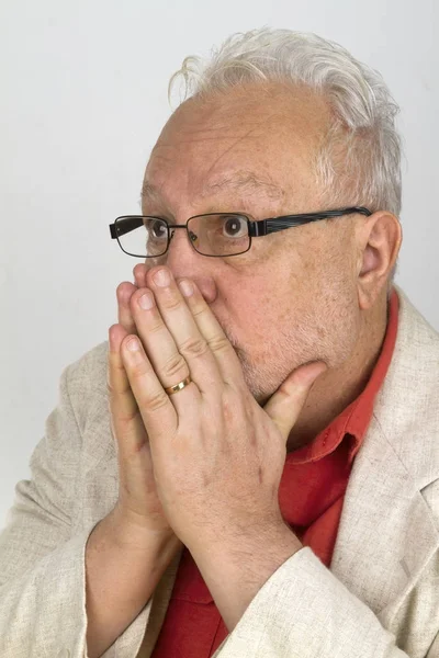 Frightened male senior — Stock Photo, Image