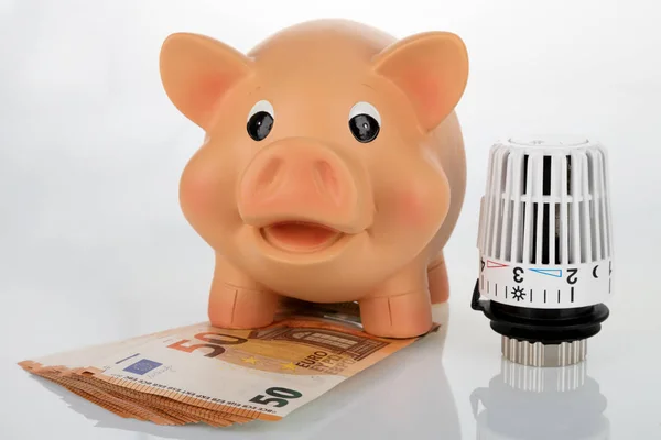 Piggybank with thermostat — Stock Photo, Image