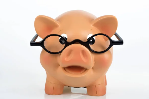 Piggybank com óculos — Fotografia de Stock