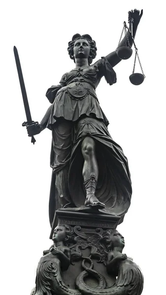 Justitie standbeeld met zwaard en schaal — Stockfoto
