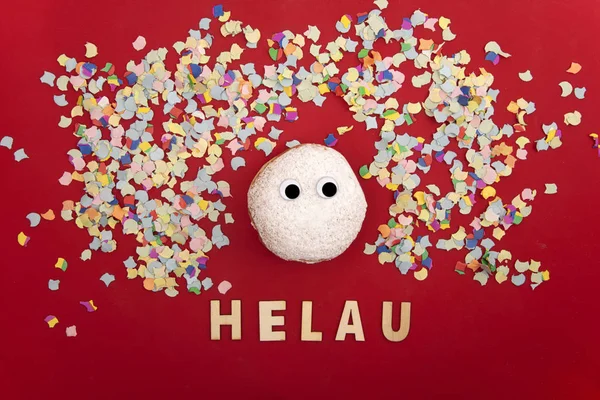 Donut with confetti and Helau — Stock Photo, Image