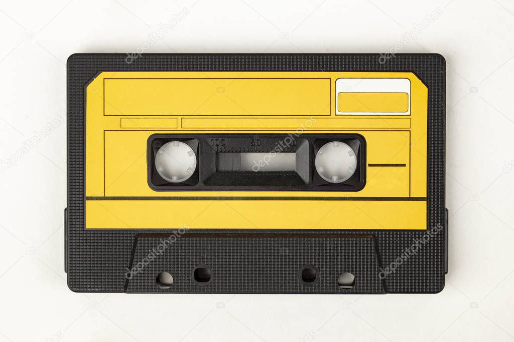 Black Audio Tape with yellow Label