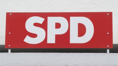 FRANKENBERG, GERMANY - JULY 15, 2019 SPD Logo on House Facade in Frankenberg, Germany. SPD The Social Democratic Party of Germany (short name: SPD) is a social democratic party in Germany.
